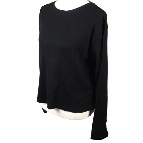 RDI Women’s Large Black Waffle Knit Thermal Crewneck Pullover - Picture 13 of 16